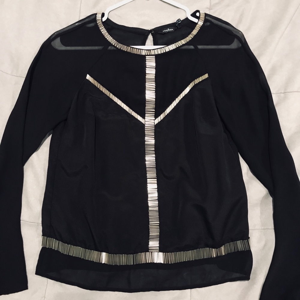 Guess:by Marciano black blouse w/sequence pattern